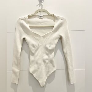 Abercrombie & Fitch Corset Sweetheart Sweater Bodysuit Cream Size Small